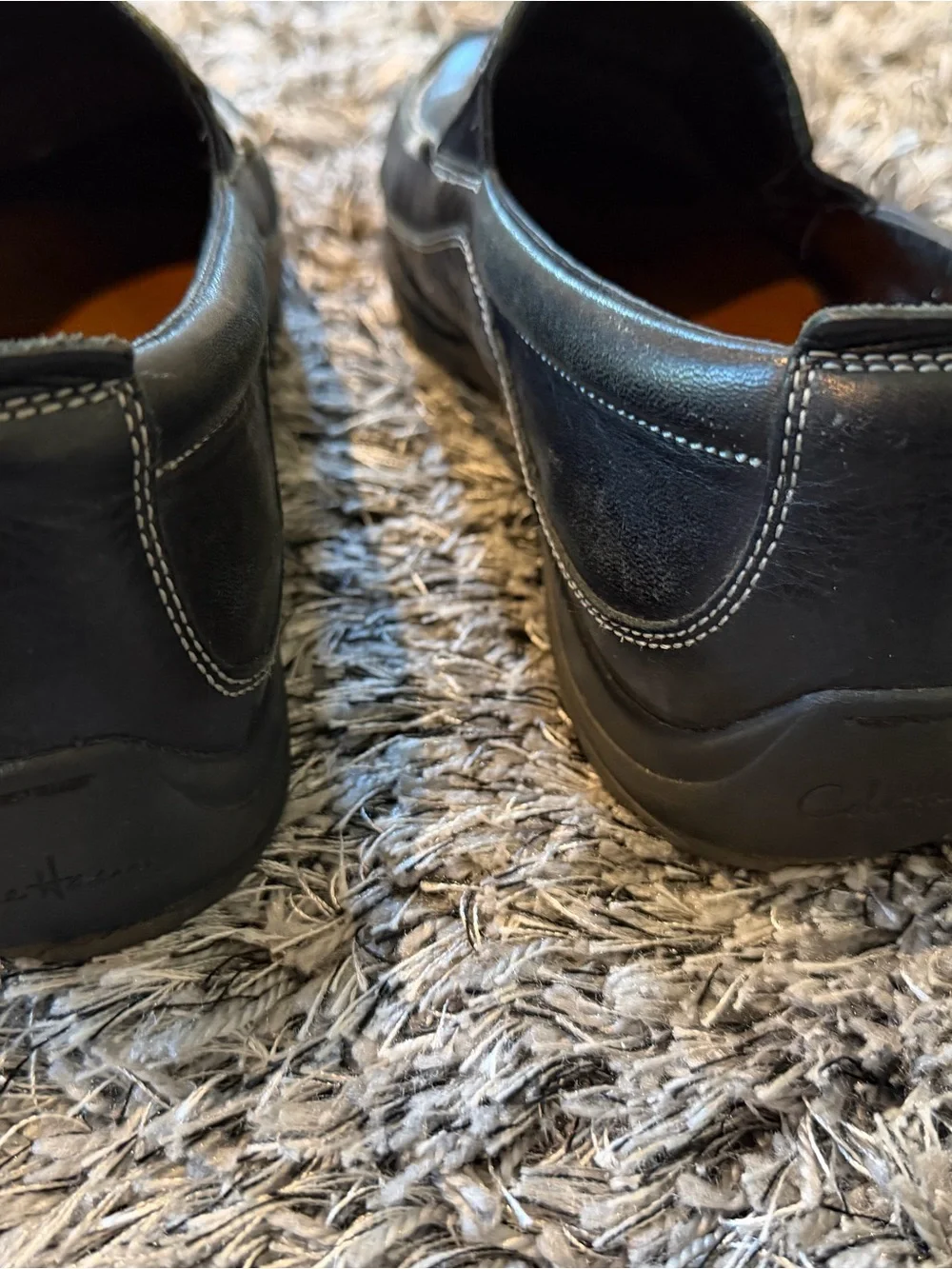 Cole Haan Black Leather Slip-On Loafers with Contrast Stitching